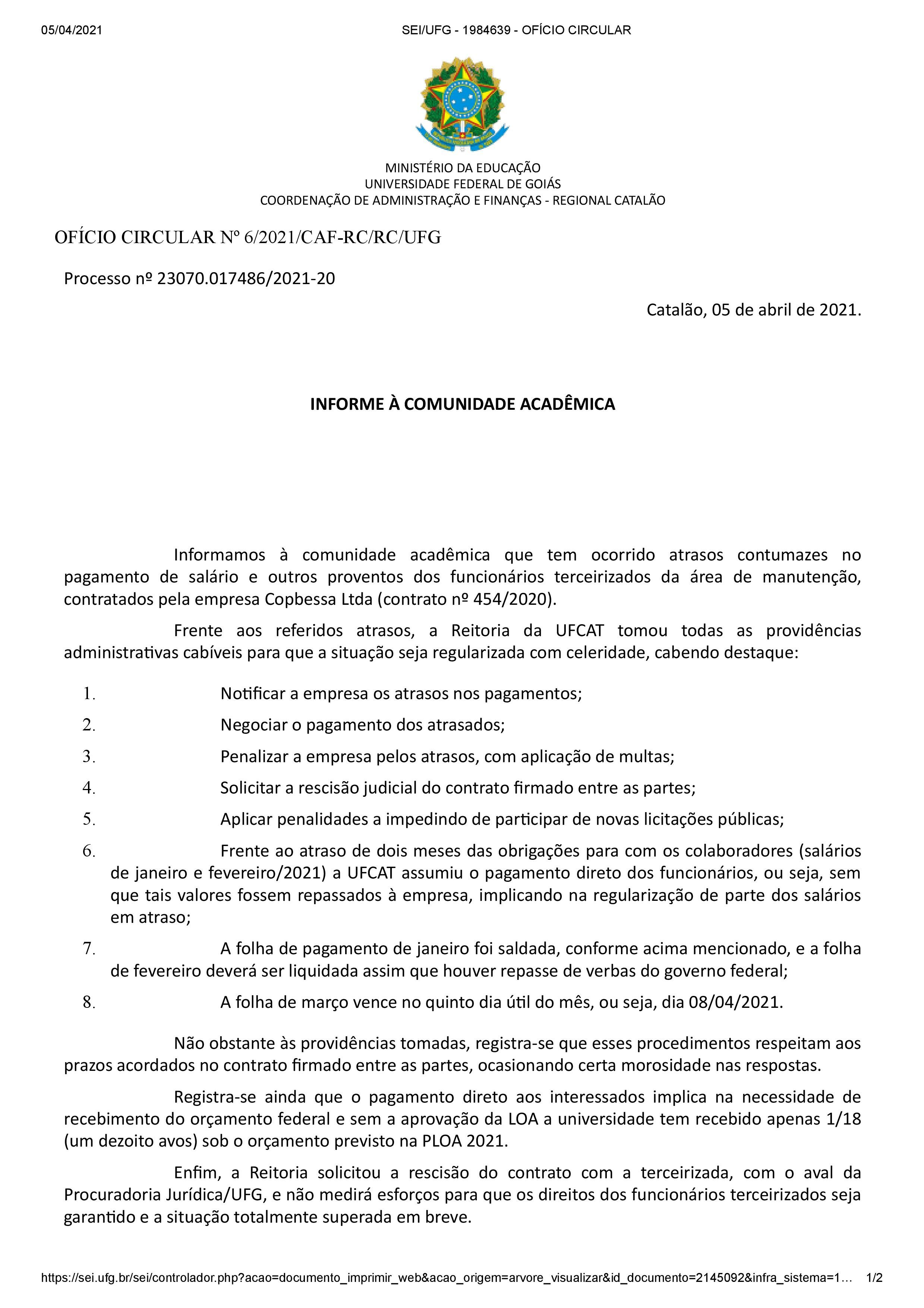 Reitoria esclarece atrasos de pagamento de salários de funcionários terceirizados