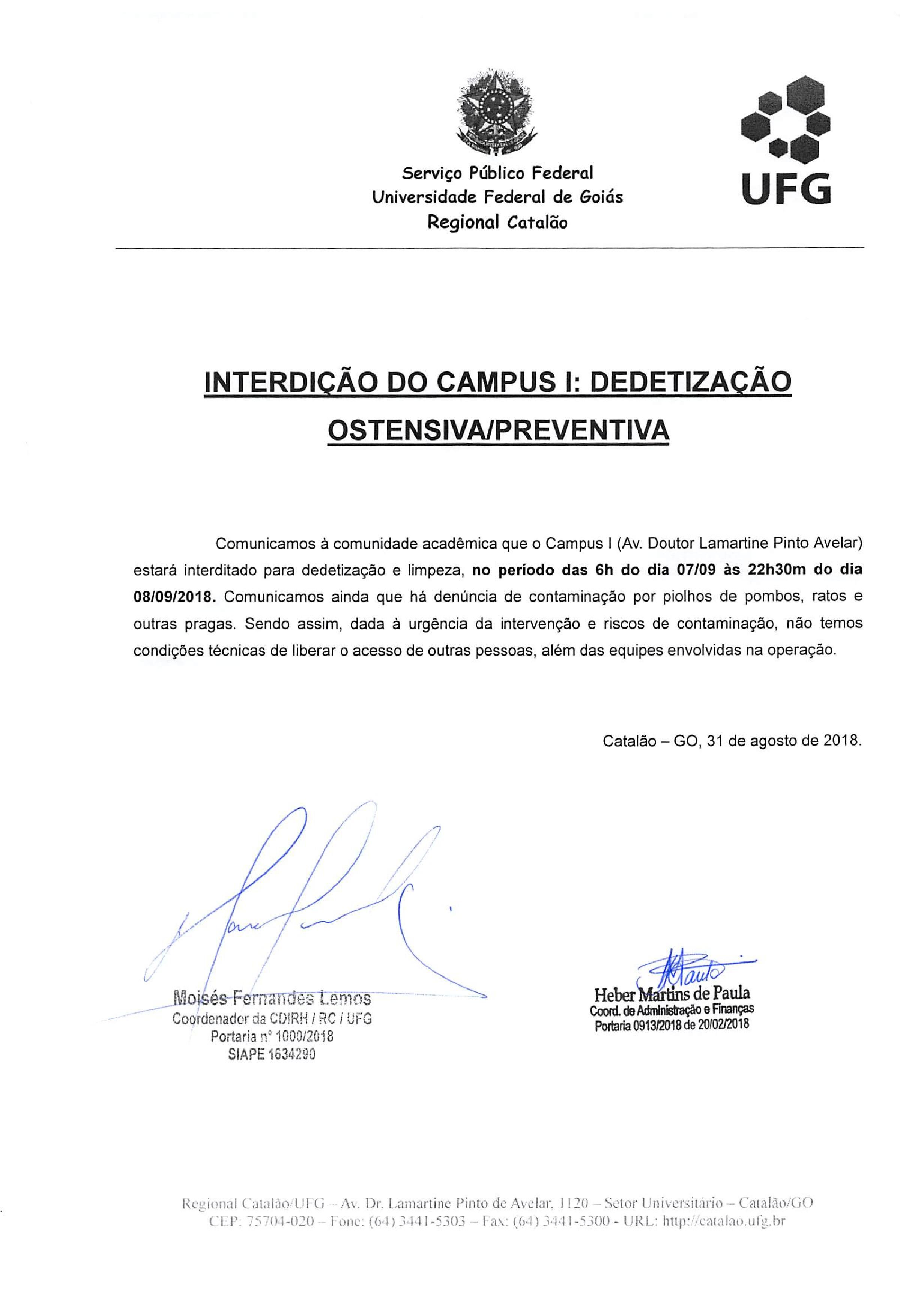  Interdição do Campus 1_Dedetização