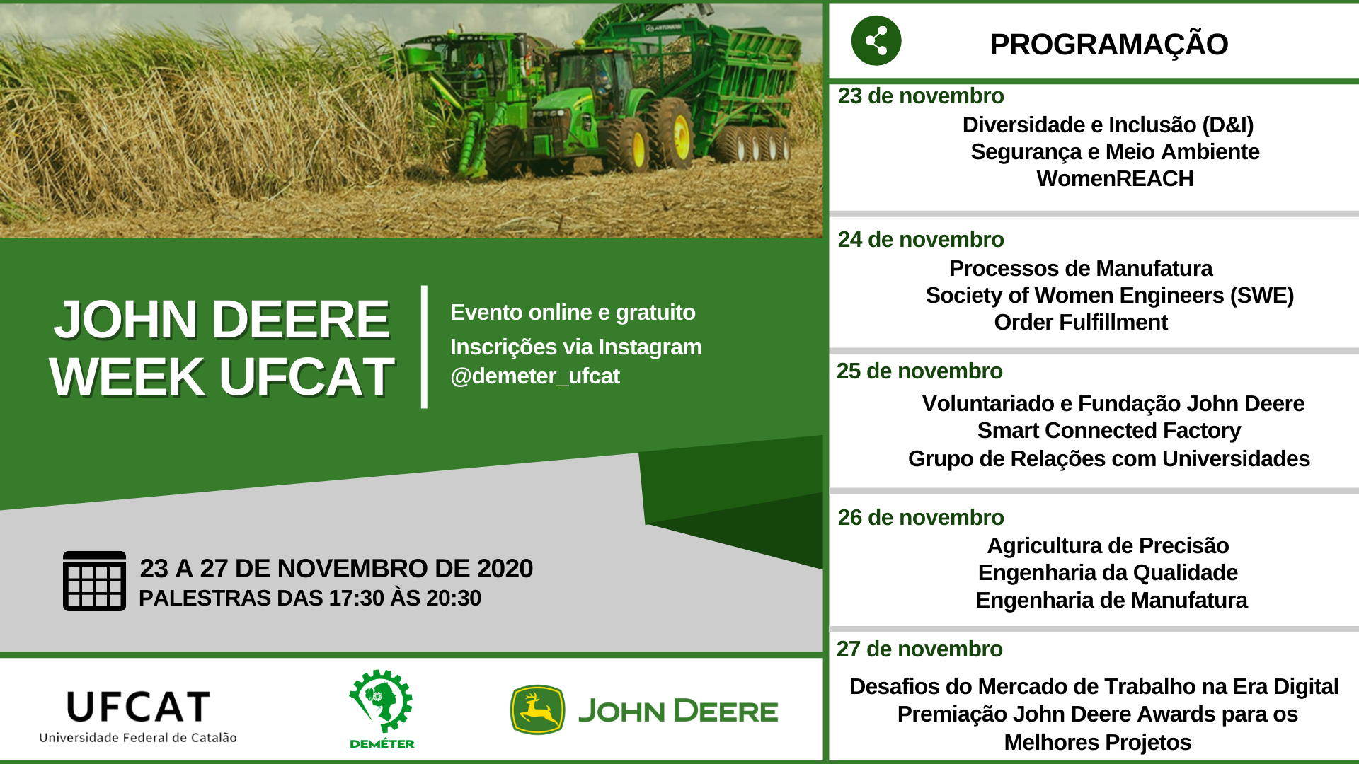 John Deere Week UFCAT - Programação