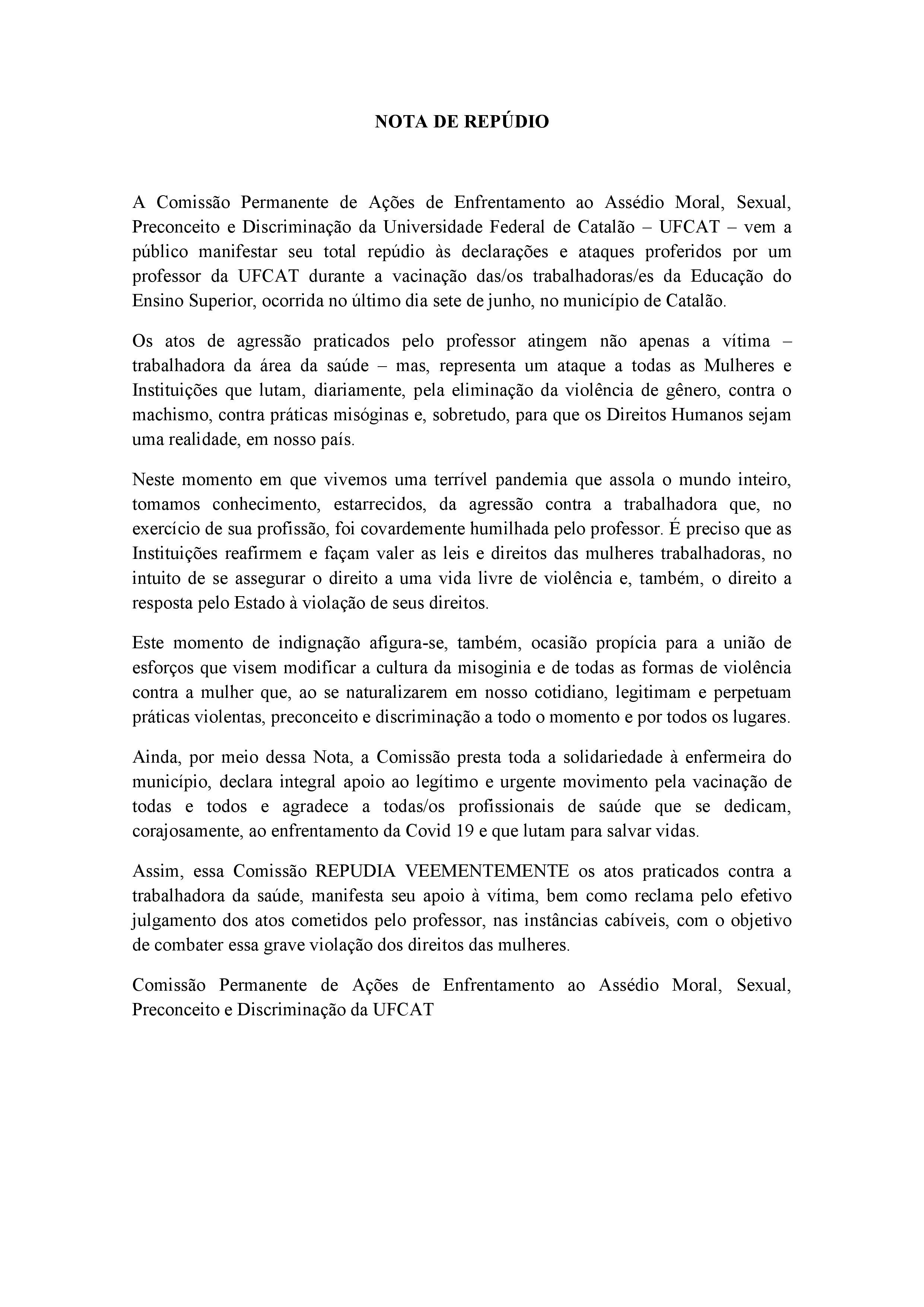 NOTA DE REPÚDIO_Comissão de Assédio