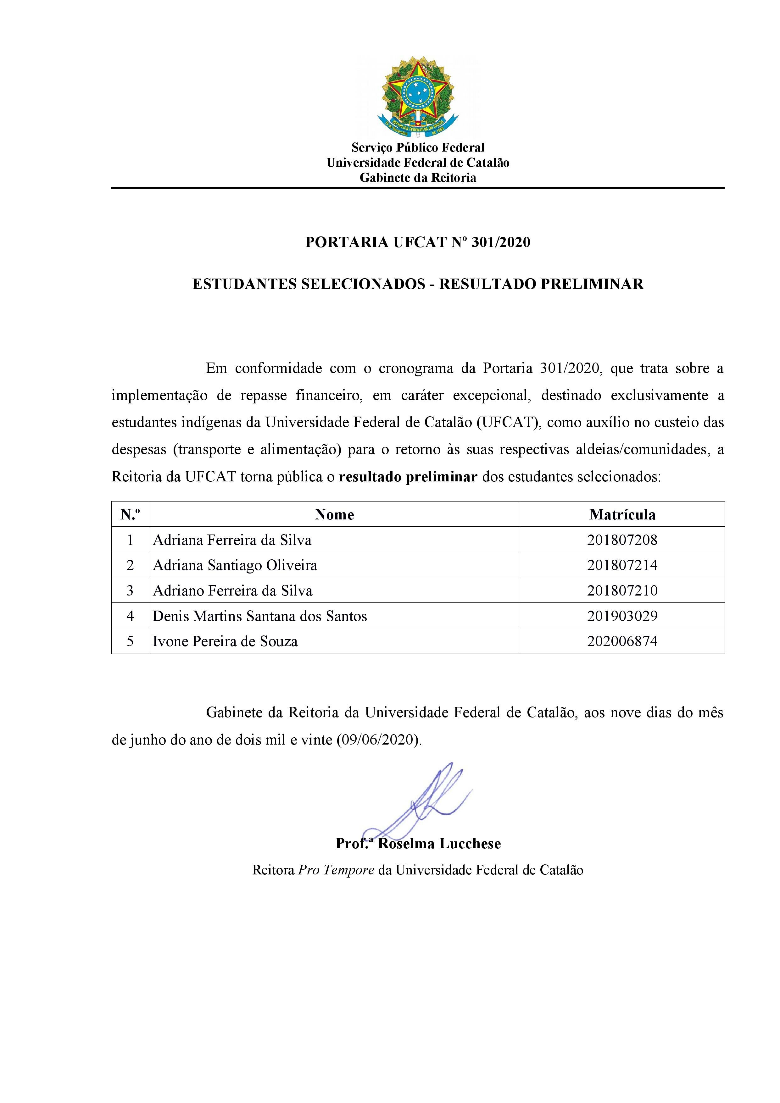 Portaria 301-2020 - Resultado Preliminar