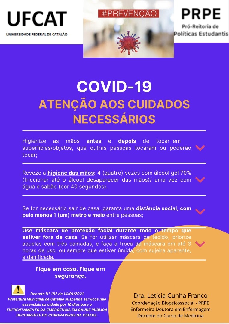 Recomendações e cuidado contra a COVID-19