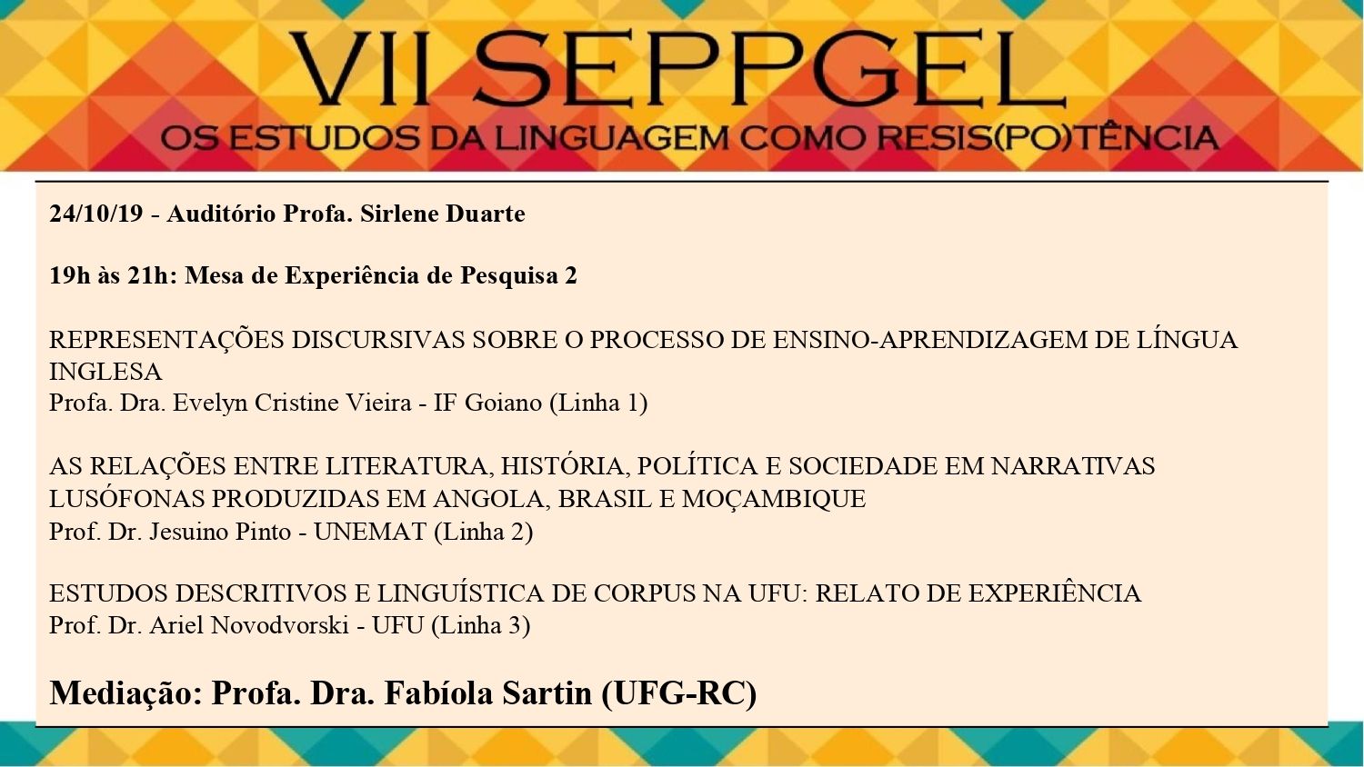  SEPPGEL2019 Programação