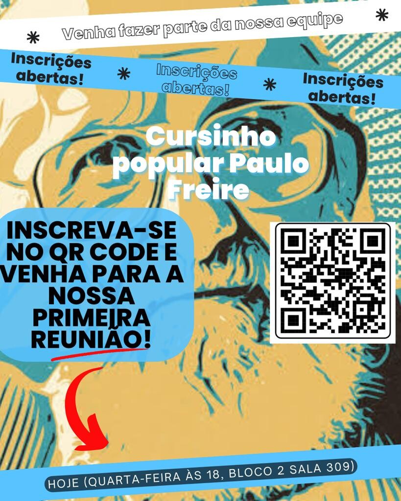 Cursinho Popular Paulo Freire abre inscrições para interessados em compor a equipe de colaboradores do projeto