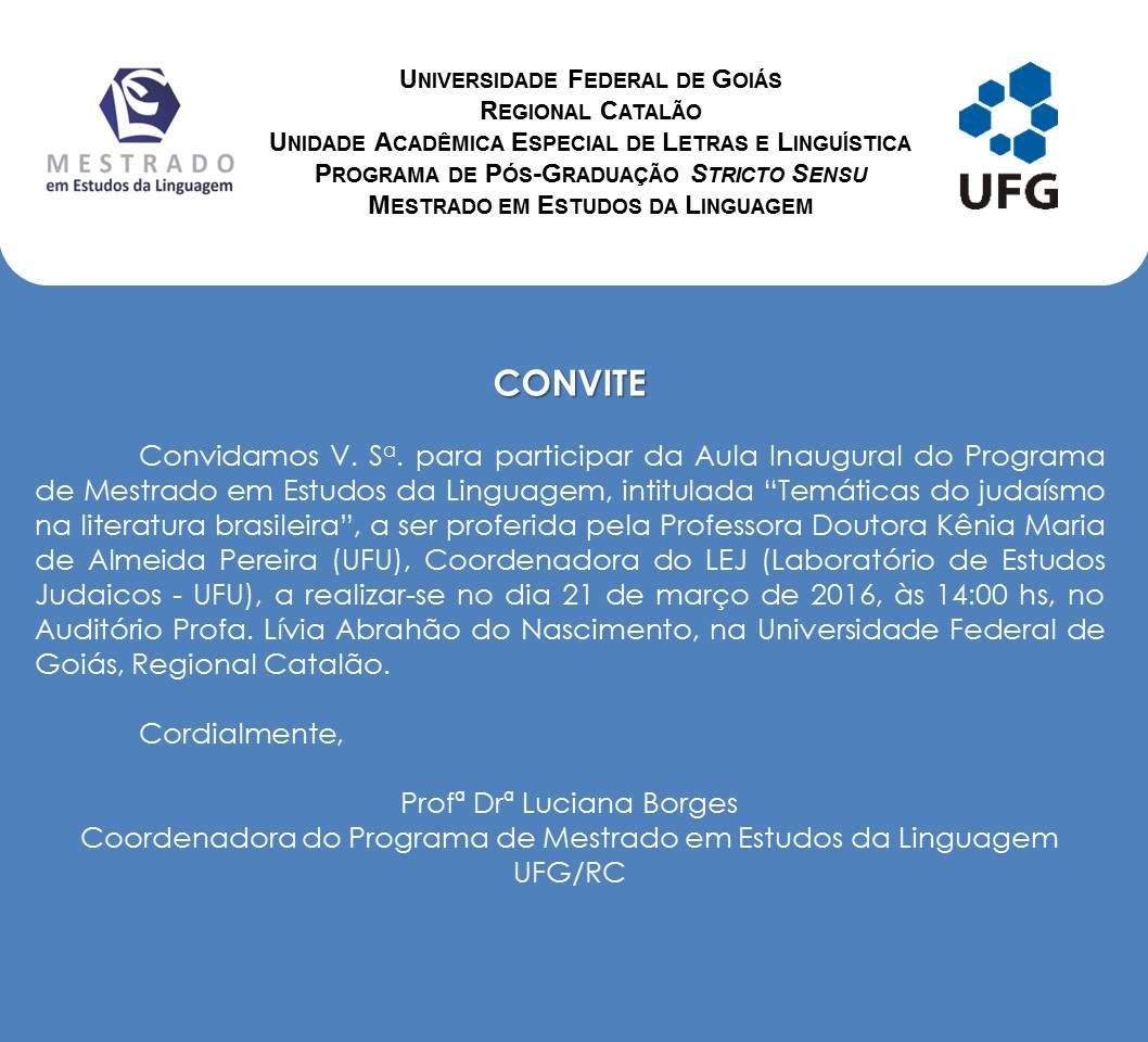 Aula Inaugural do Mestrado em estudos da Linguagem