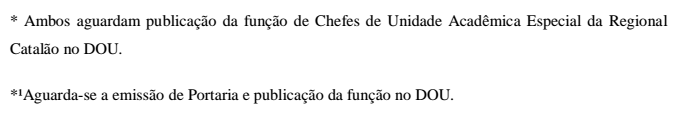 Chefes das Unidades Acadêmicas Especiais da RC/UFG