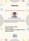 Palestra: Integridade acadêmica na produção científica