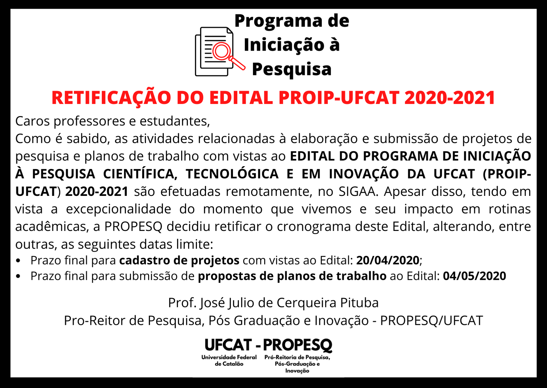 Informe prazo