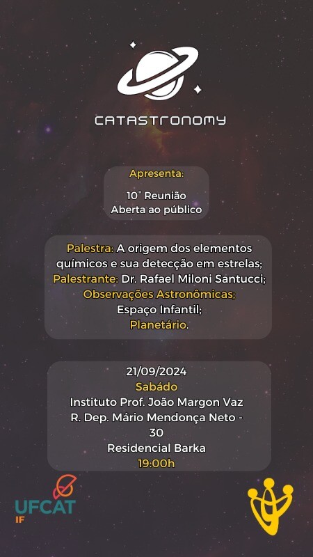 10ª  Reunião - Aberta ao PúblicoA origem dos elementos químicos e sua detecção em estrelas