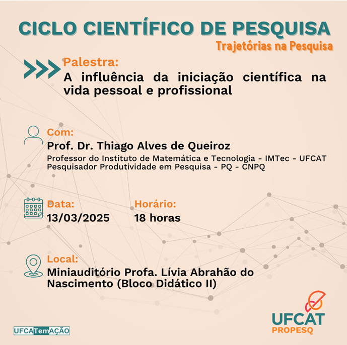 Ciclo Científico de Pesquisa: "A Influência da iniciação científica na vida pessoal e profissional"