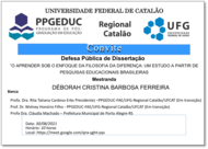 Convite Defesa Pública de Dissertação - Déborah Cristina B. Ferreira