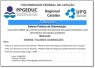 Convite de Defesa Pública de Dissertação de Karine Tavares