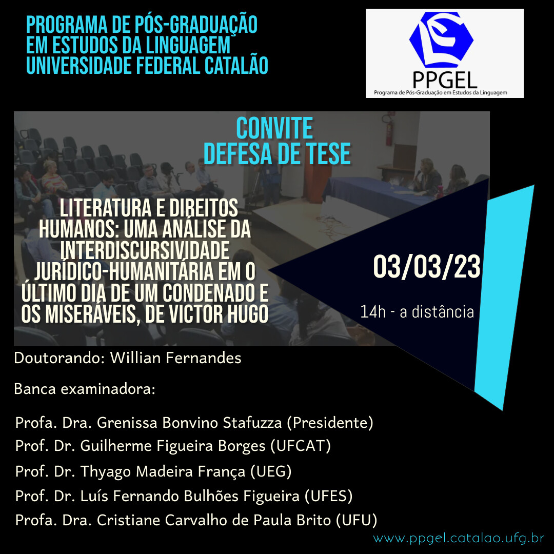 Convite para a Defesa Pública de Tese do discente Willian Fernandes