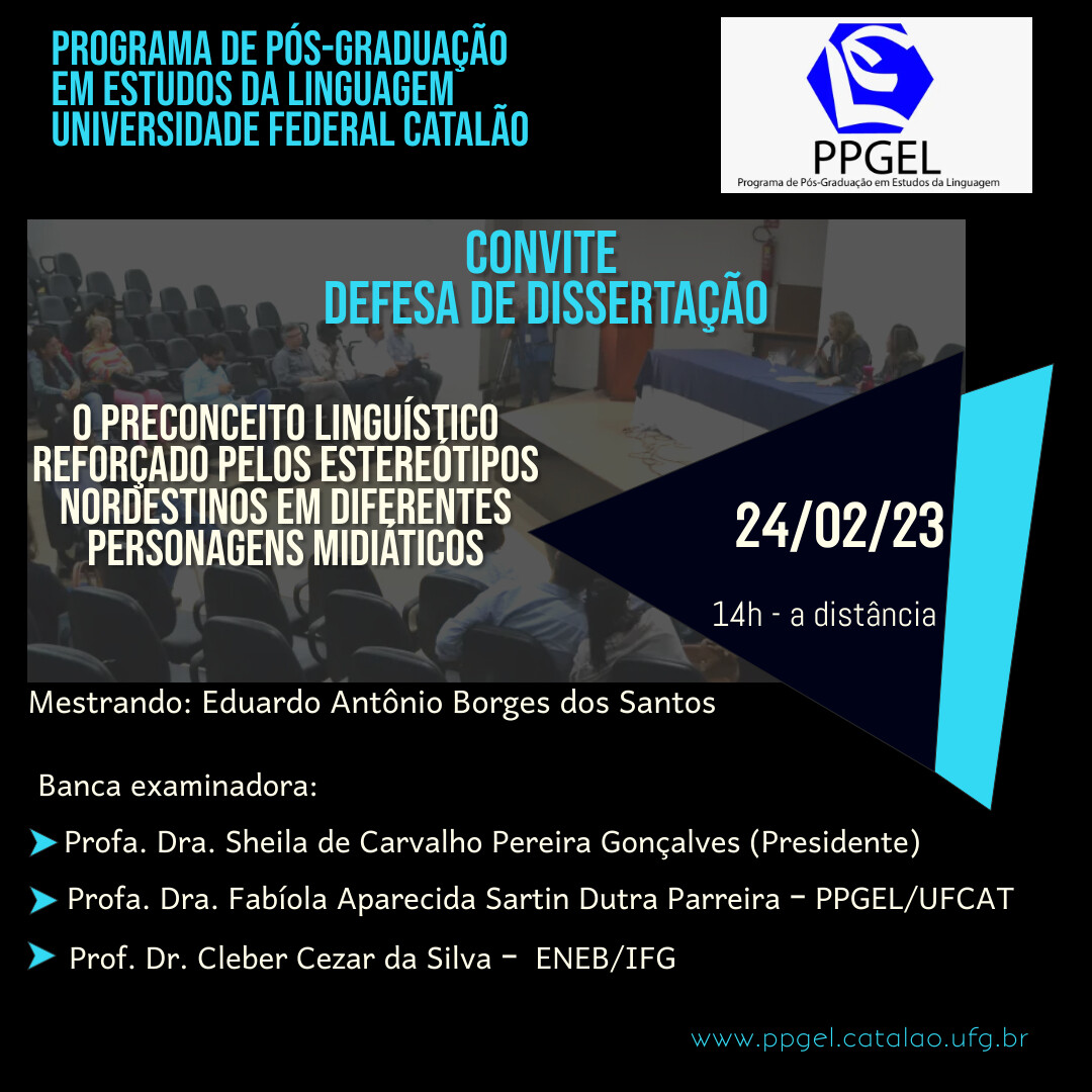Convite para a Defesa Pública de Dissertação do discente Eduardo Antônio Borges dos Santos