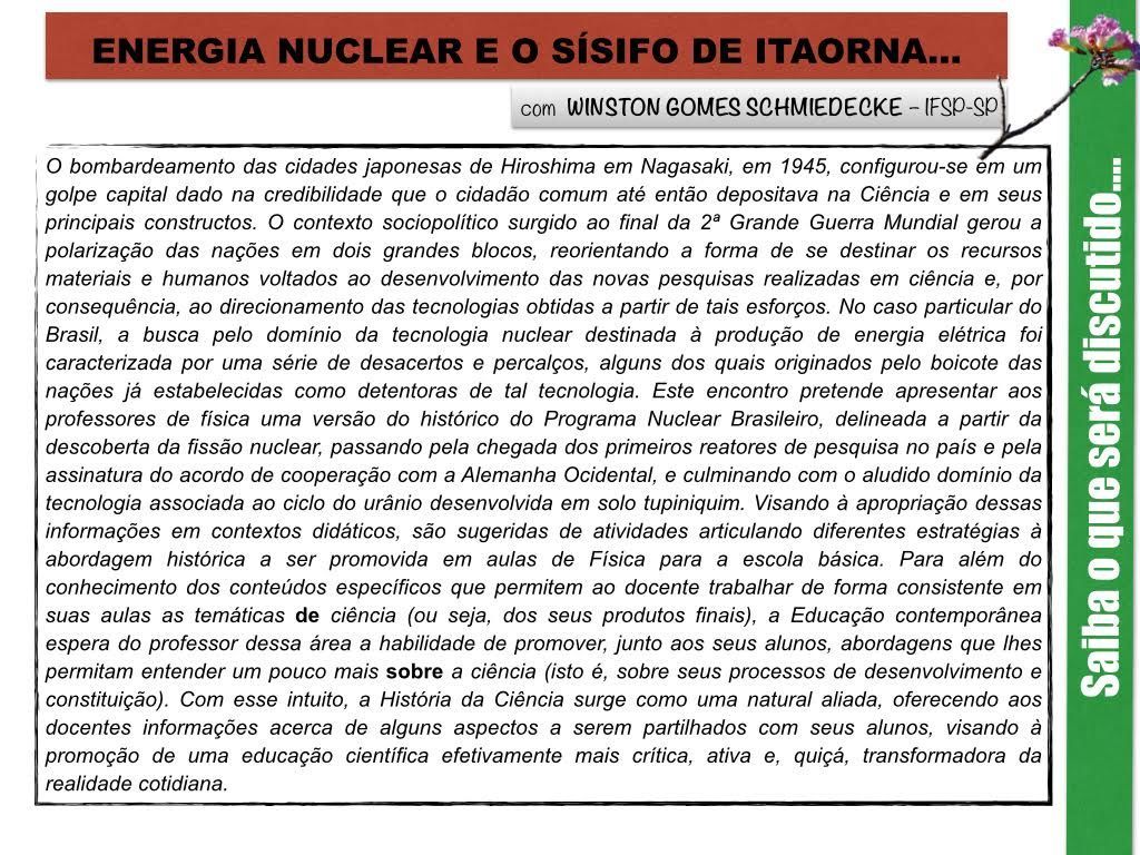 Energia Nuclear e o SÍsifo de Itaorna .