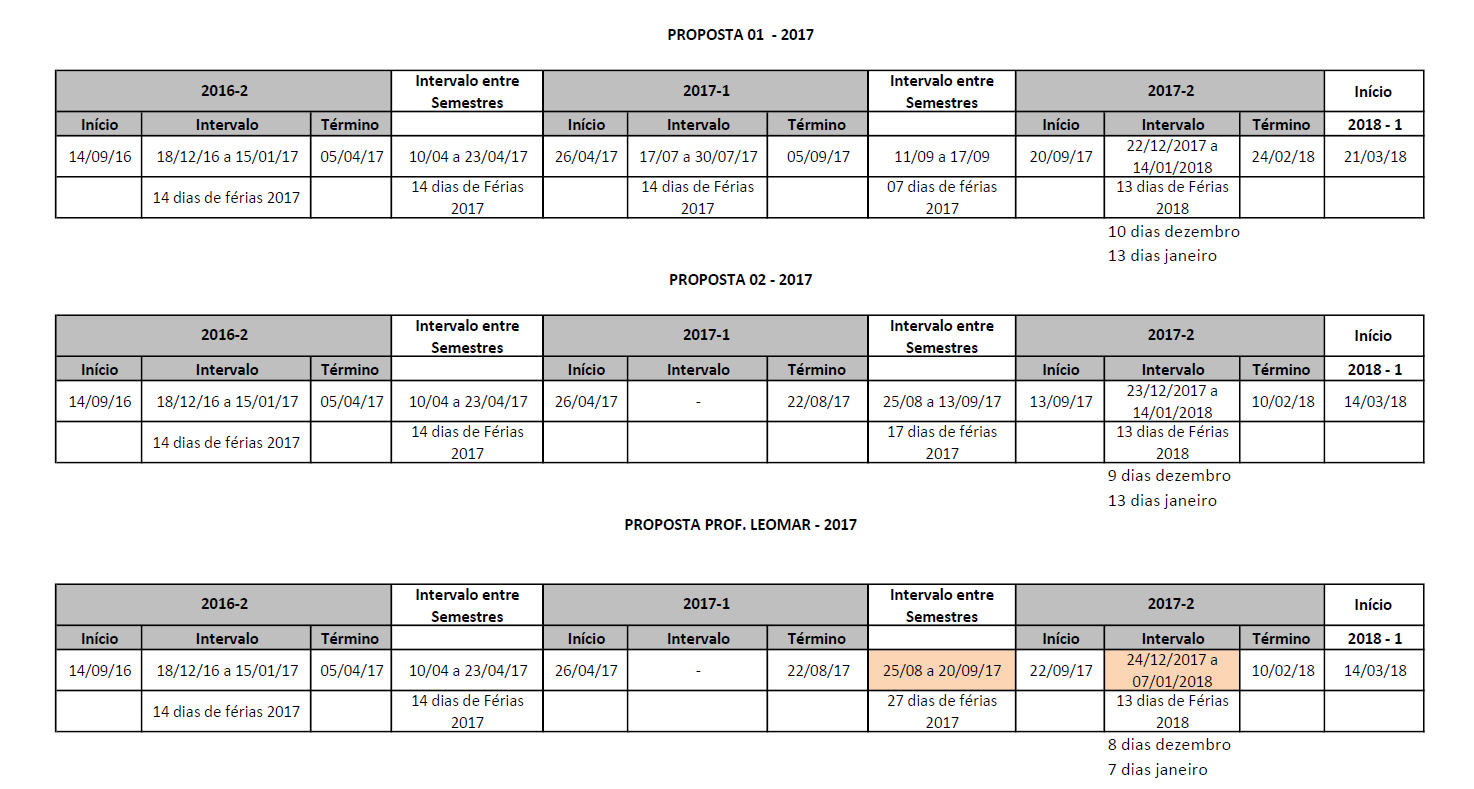 propostas calendário