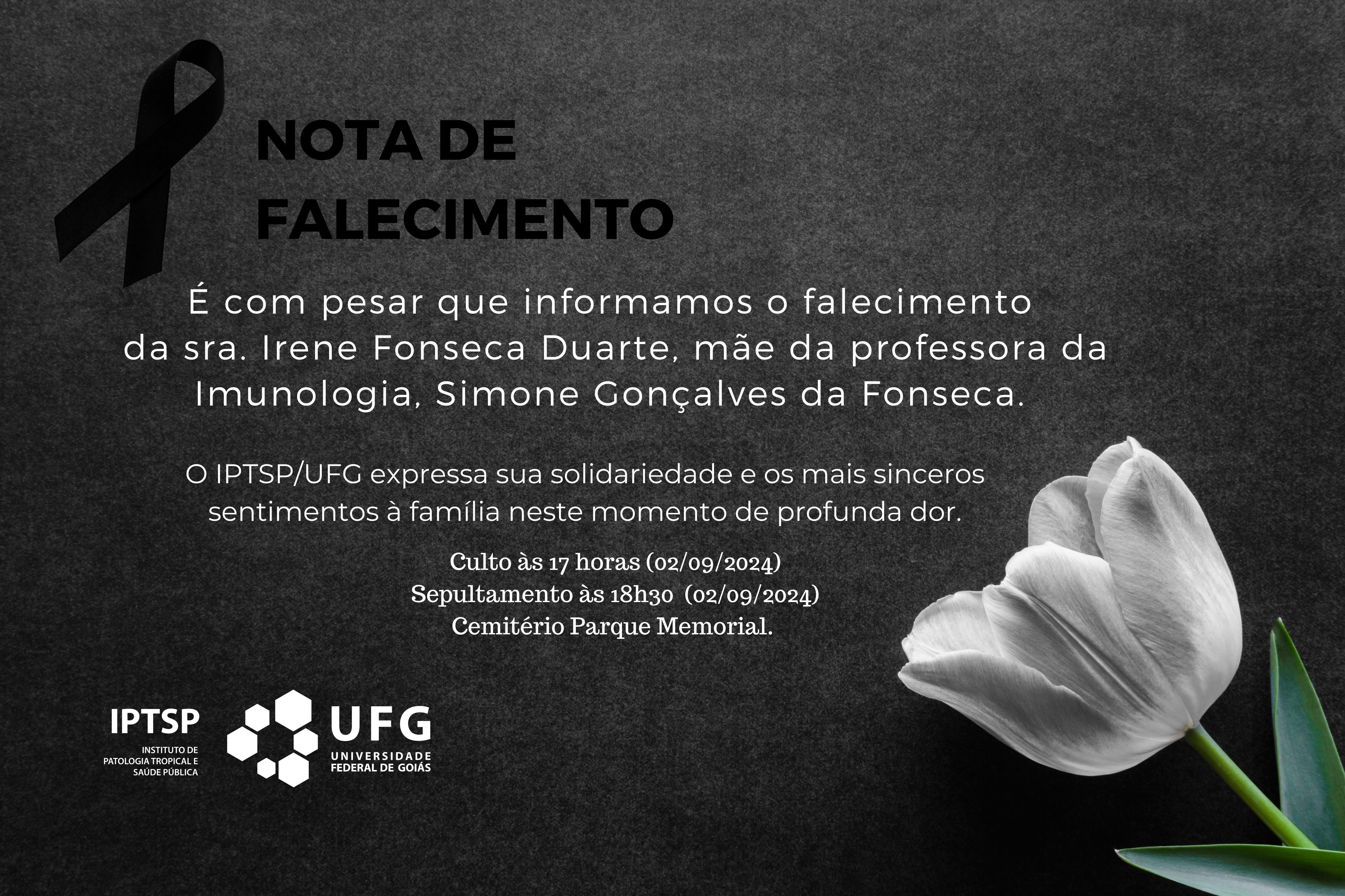 Nota de falecimento - Irene Fonseca