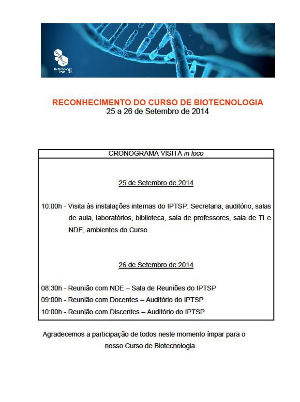 Reconhecimento do Curso de  Biotecnologia