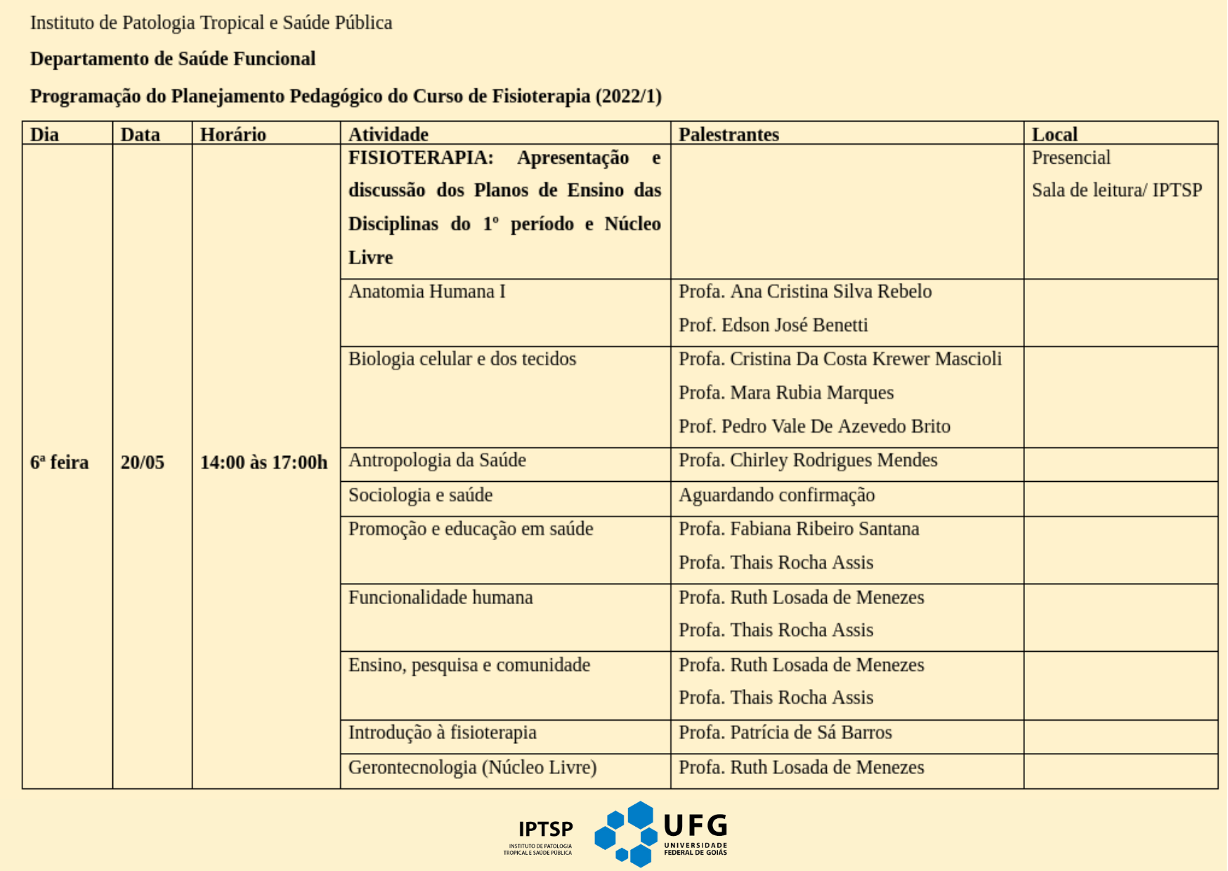 Semana Pedagógica IPTSP -Fisioterapia