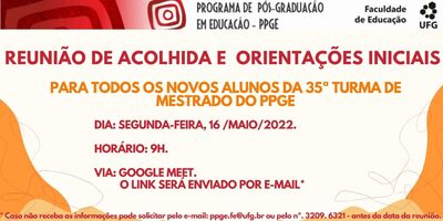 Convite Reunião Acolhimento 35 Turma Mestrado