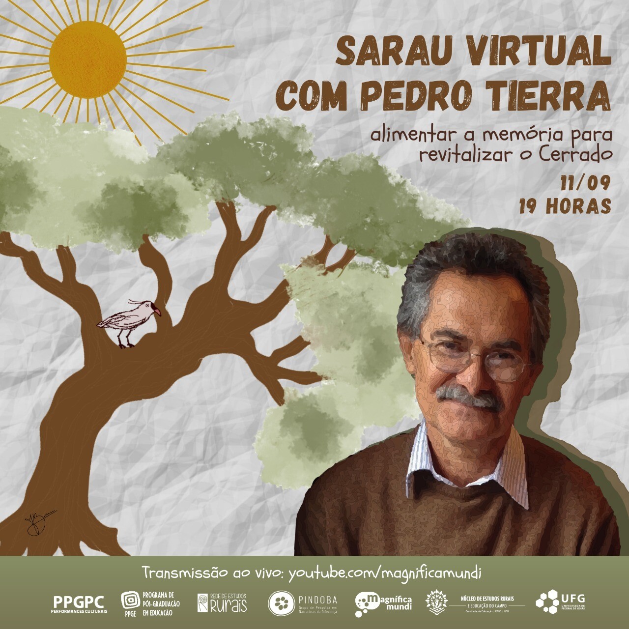 Convite Sarau virtual com Pedro Tierra