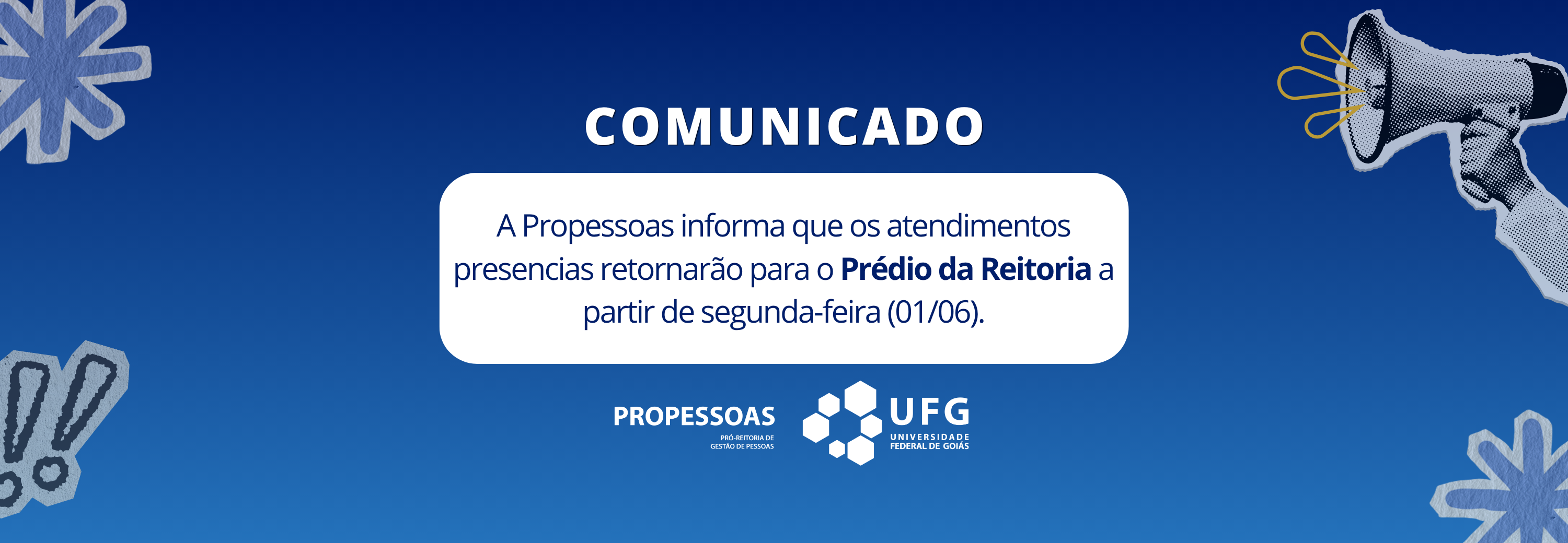 Banner comunicado - retorno para Reitoria