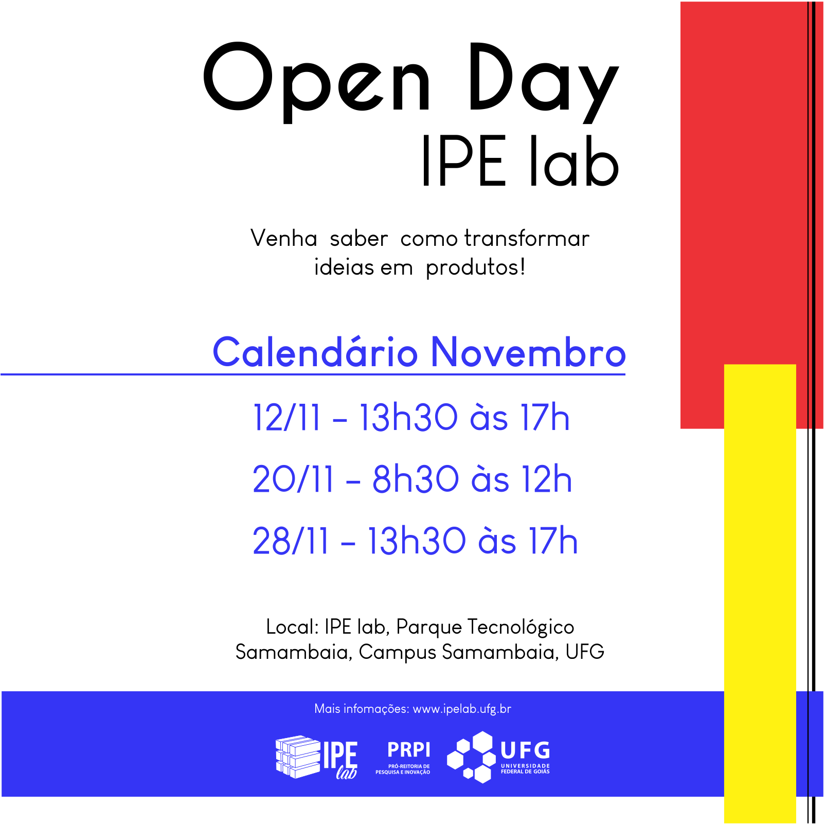Open Day IPE lab calendário novembro