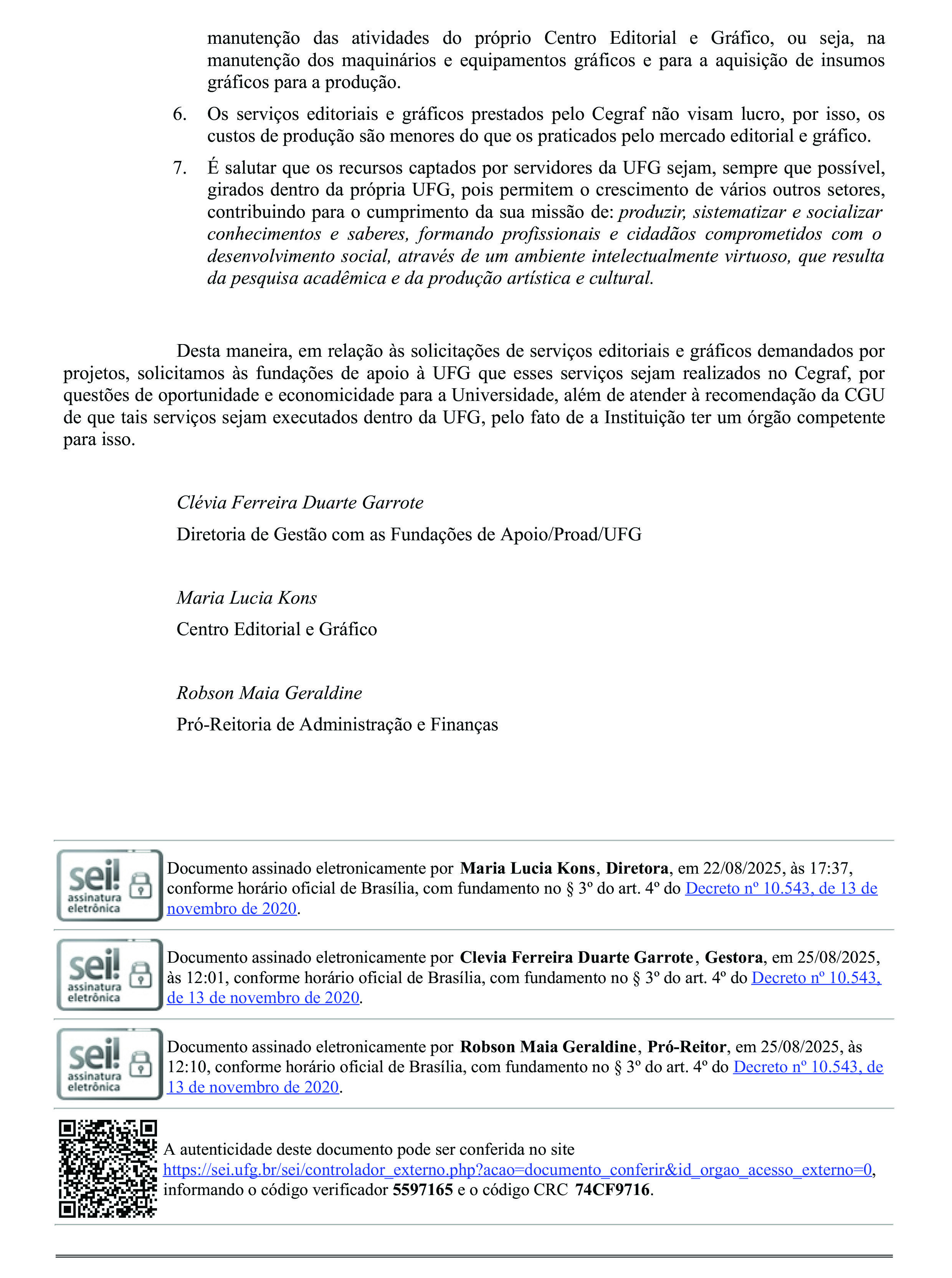 Justificativa para anexar nas solicitações de serviços editoriais e gráficos do Cegraf na Funape, Fundação RTVE e FUNDAHC