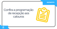 Confira o que preparamos para os calouros do nosso curso: 14/08 (Segunda) 19:00 às 20:20 - Apresentação do Curso de Administração e da FACE (equipe de gestão)...