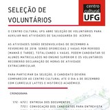Seleção Voluntários Centro Cultural UFG noticia Seleção Voluntários Centro Cultural UFG noticia