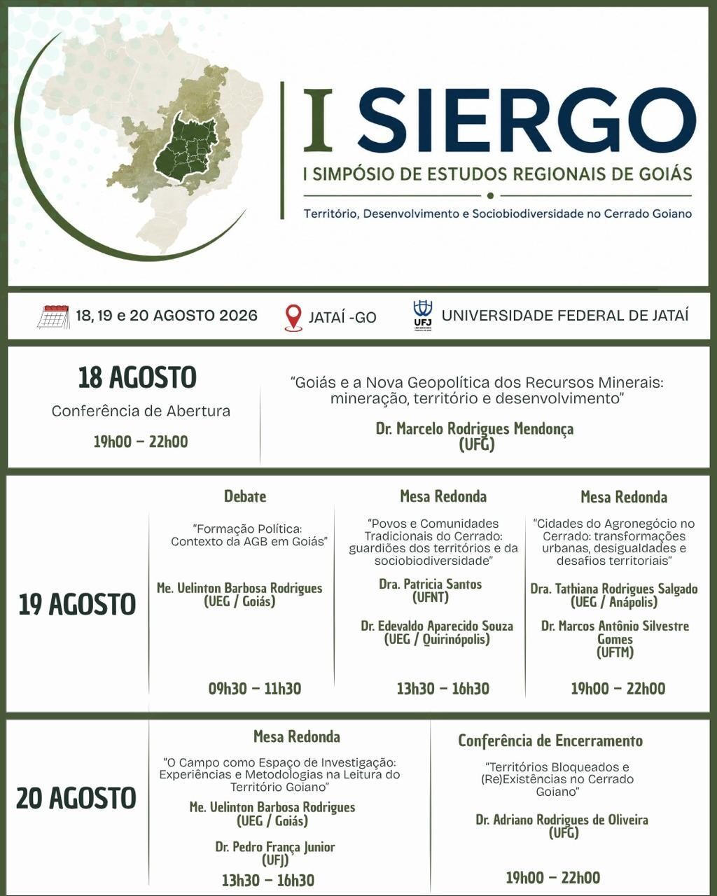 I Simpósio de Estudos Regionais de Goiás (I SIERGO)