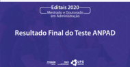 Mesmo no doming&atilde;o estamos trabalhando... ?? Primeiro, liberamos o resultado final do Teste ANPAD do Processo Seletivo para a Turma 2020. Confira o resultado clicando AQUI #ppgadmufg...
