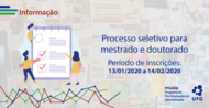 As inscrições para o processo seletivo das turmas de 2020 do Mestrado e Doutorado do Programa de Pós-Graduação em Administração da FACE/UFG ocorrerão entre 13.01.2020 e 14.02.2020. Os editais já estão...