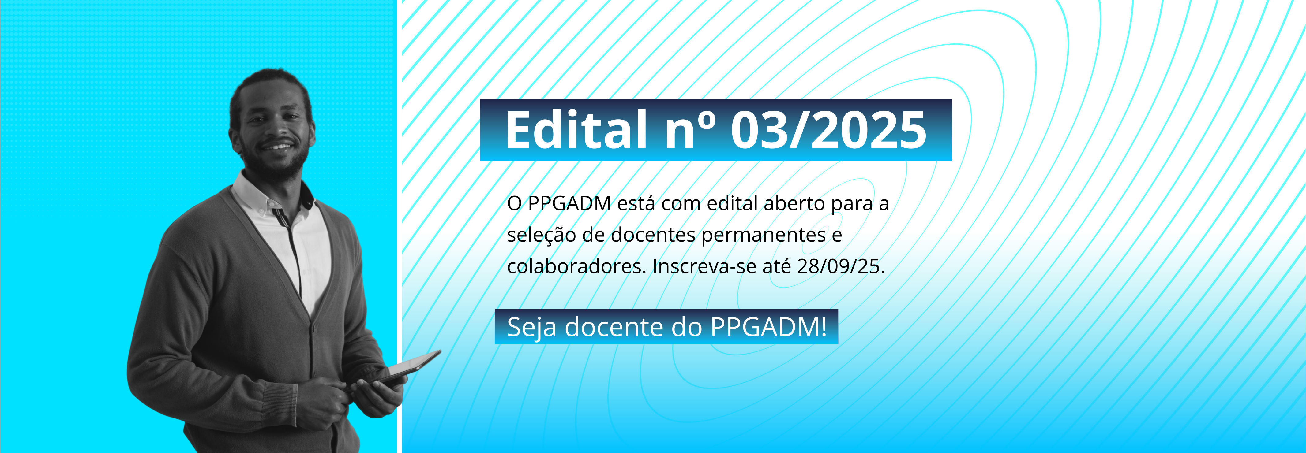Banner EDITAL Nº. 03/2025: para credenciamento de docentes permanentes e colaboradores.