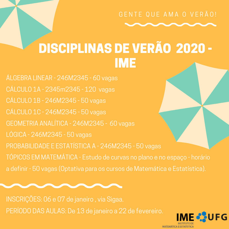 20191219 Disciplinas Verão 2020 IME