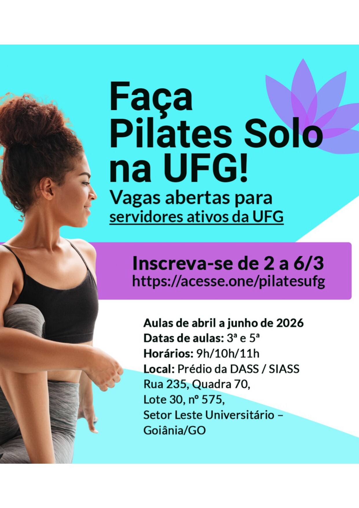 Ação de promoção da saúde – Aulas de Pilates Solo