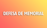 Fundo laranja com o título: defesa de memorial em letras brancas 