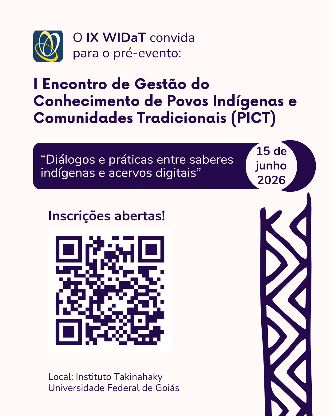Encontro de Gestão do Conhecimento de Povos Indígenas e Comunidades Tradicionais inscricoes