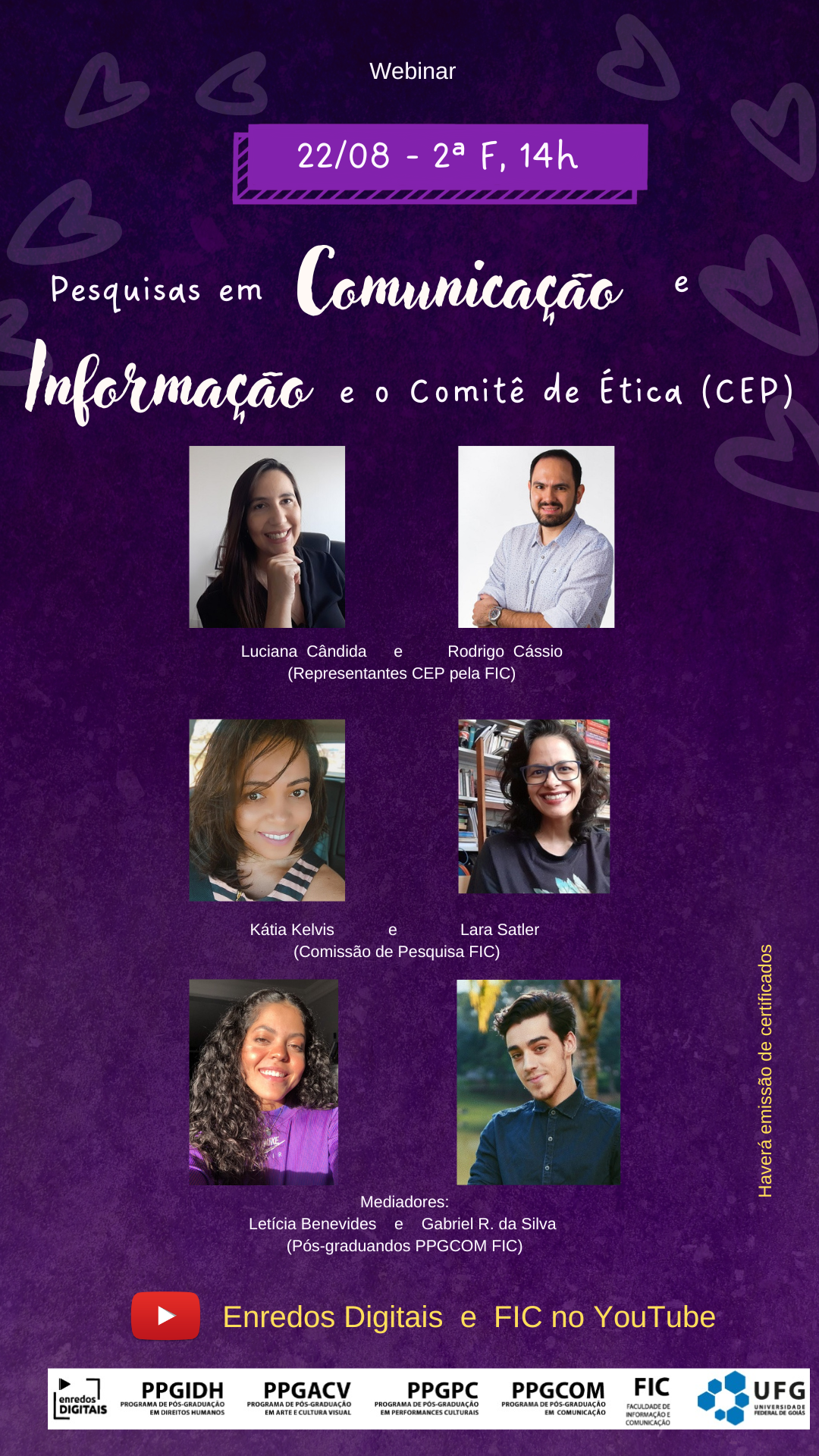 webinar "Pesquisas em Comunicação e Informação e o Comitê de Ética (CEP)"