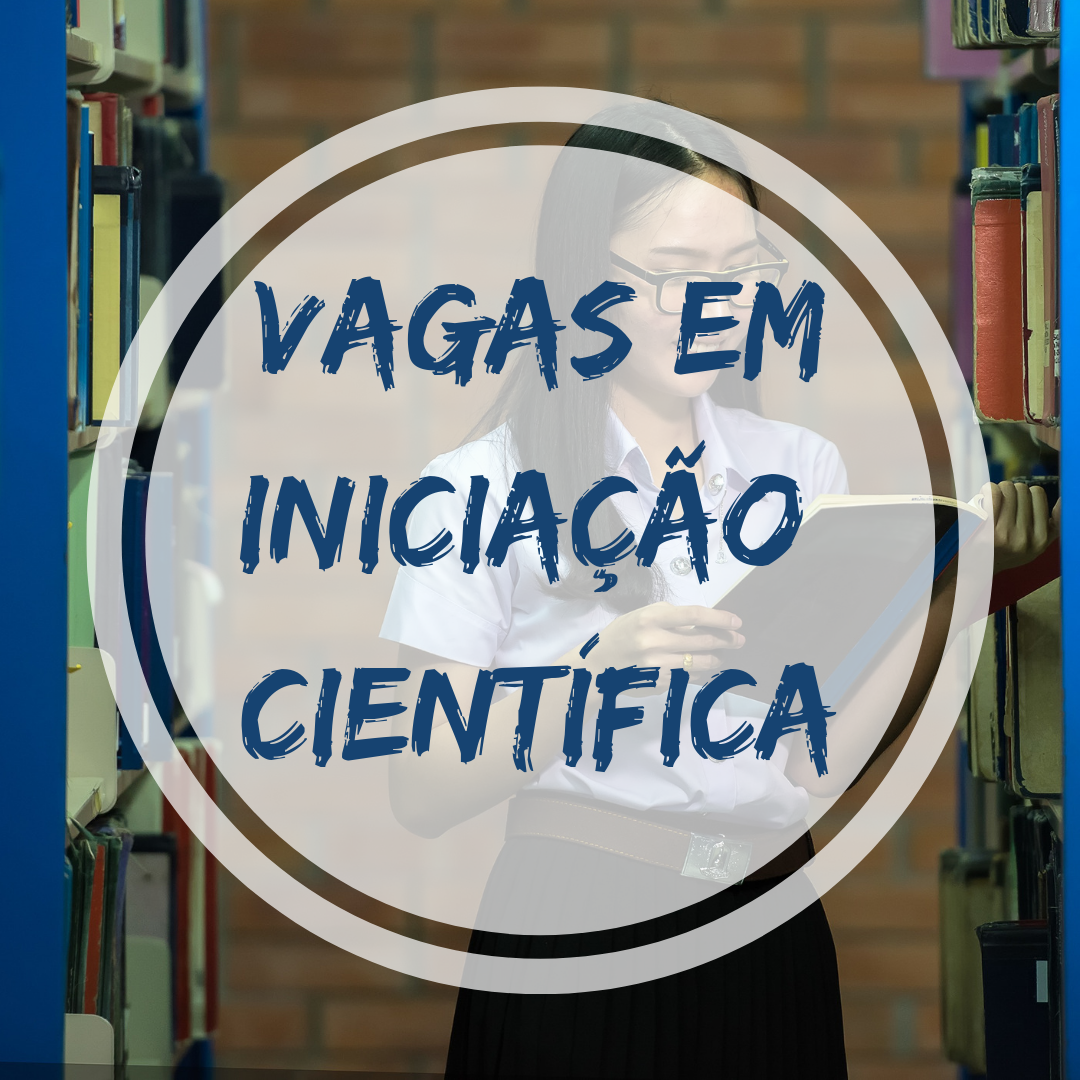 Arte de divulgação de duas vagas em iniciação científica na Faculdade de Informação e Comunicação da UFG.