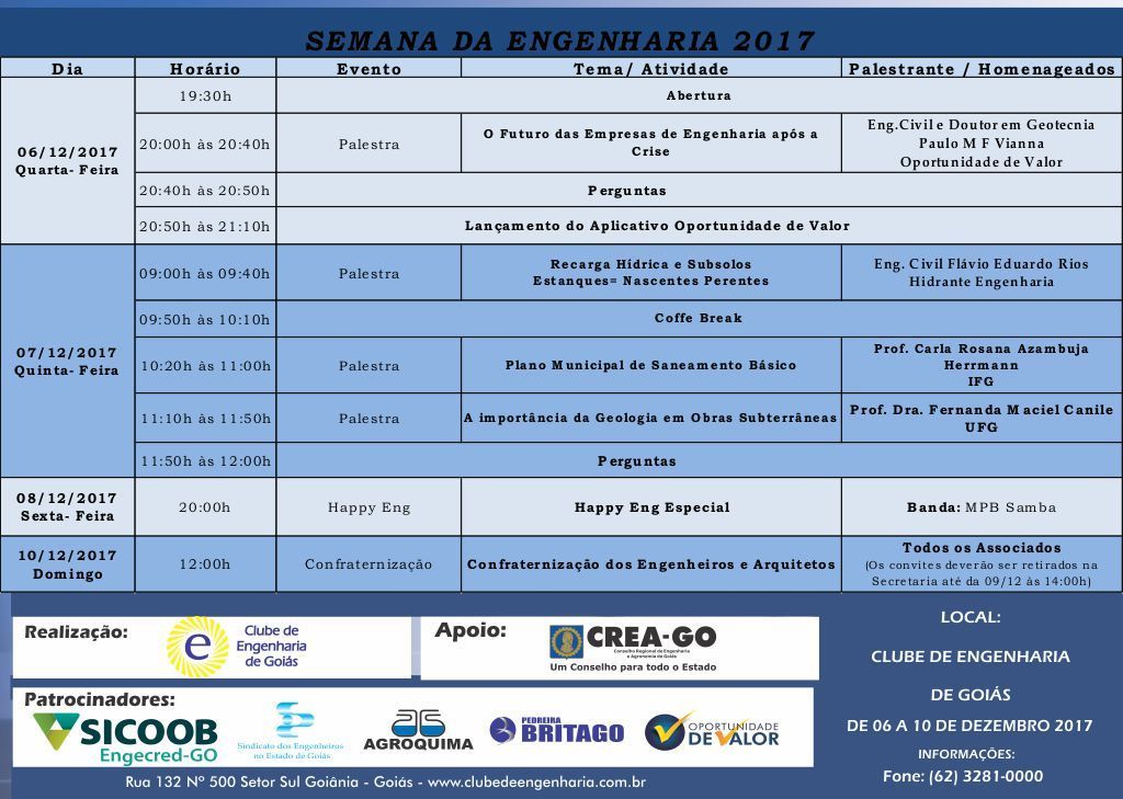 Semana da Engenharia verso