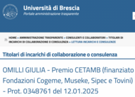 Giulia Omilli - Premio CETAMB (finanziato Fondazioni Cogeme, Museke, Sipec e Tovini)