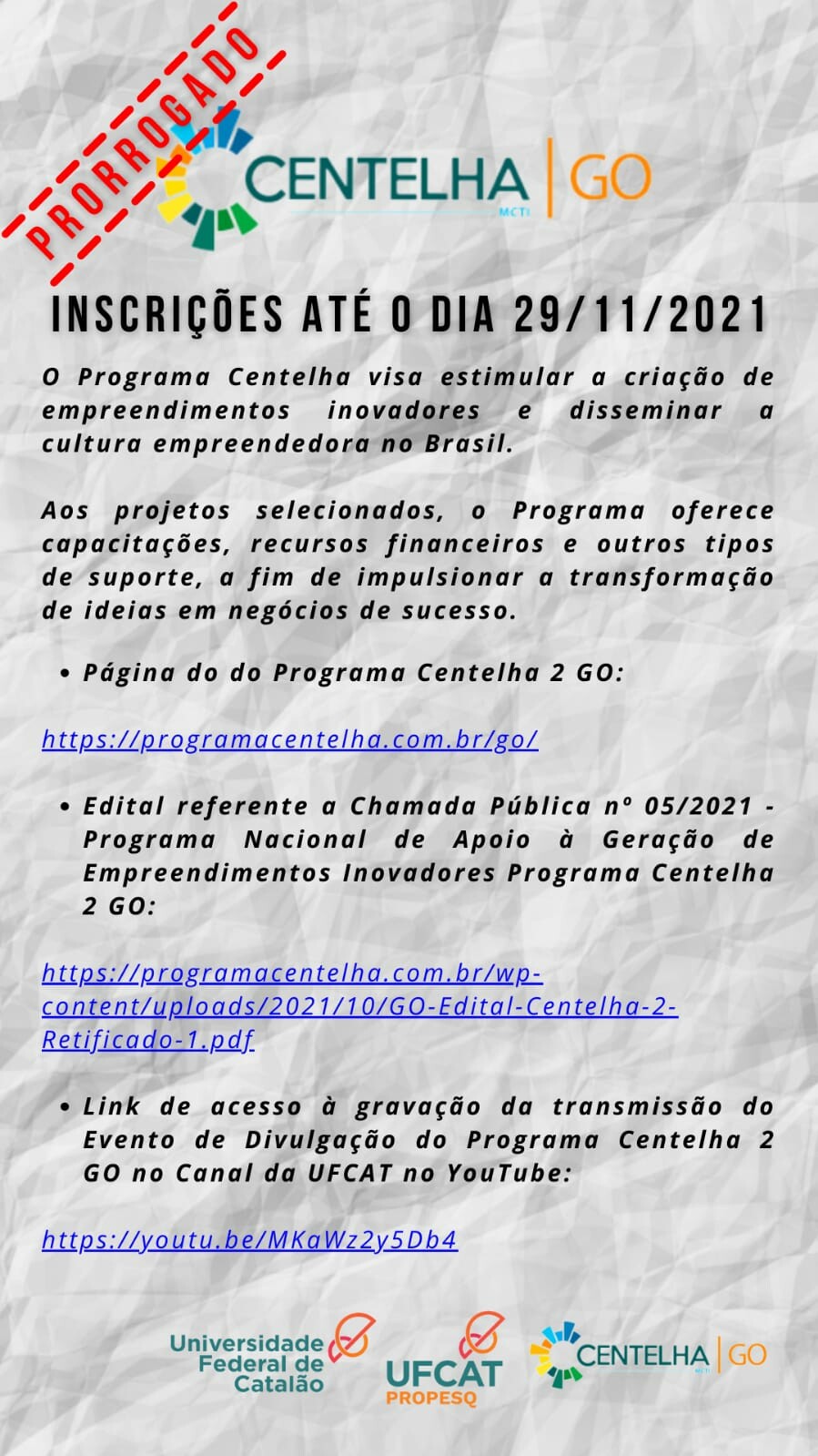 programa centelha 2021