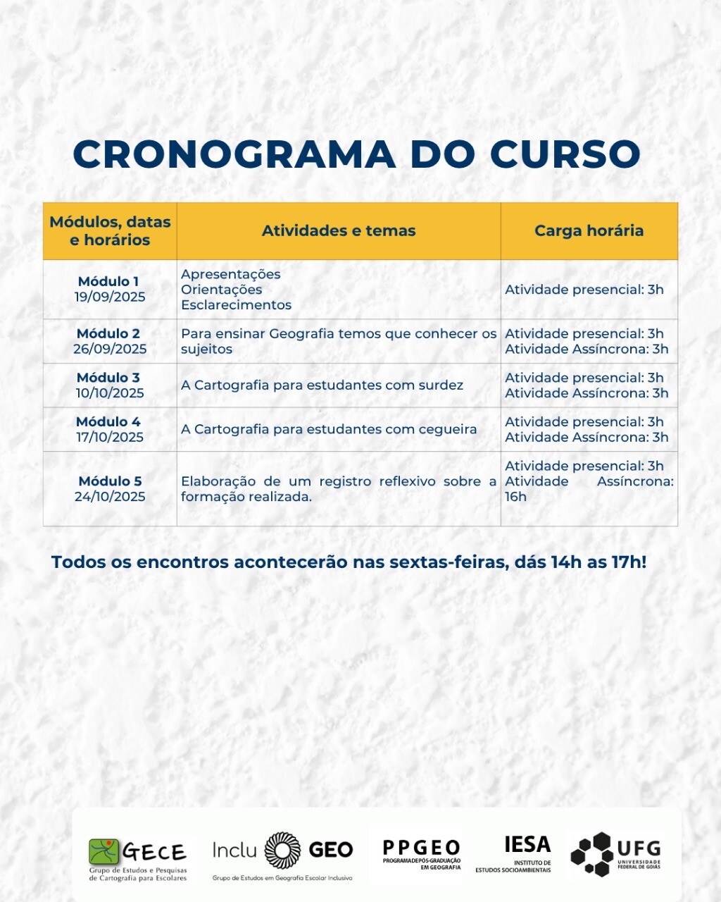 Cronograma Curso de Extensão