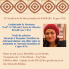 Palestra - IX Seminário de Dissertações do PPGEEB