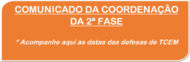 Comunicado de Defesas de TCEM