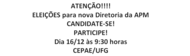 ELEIÇÕES para nova Diretoria da APM