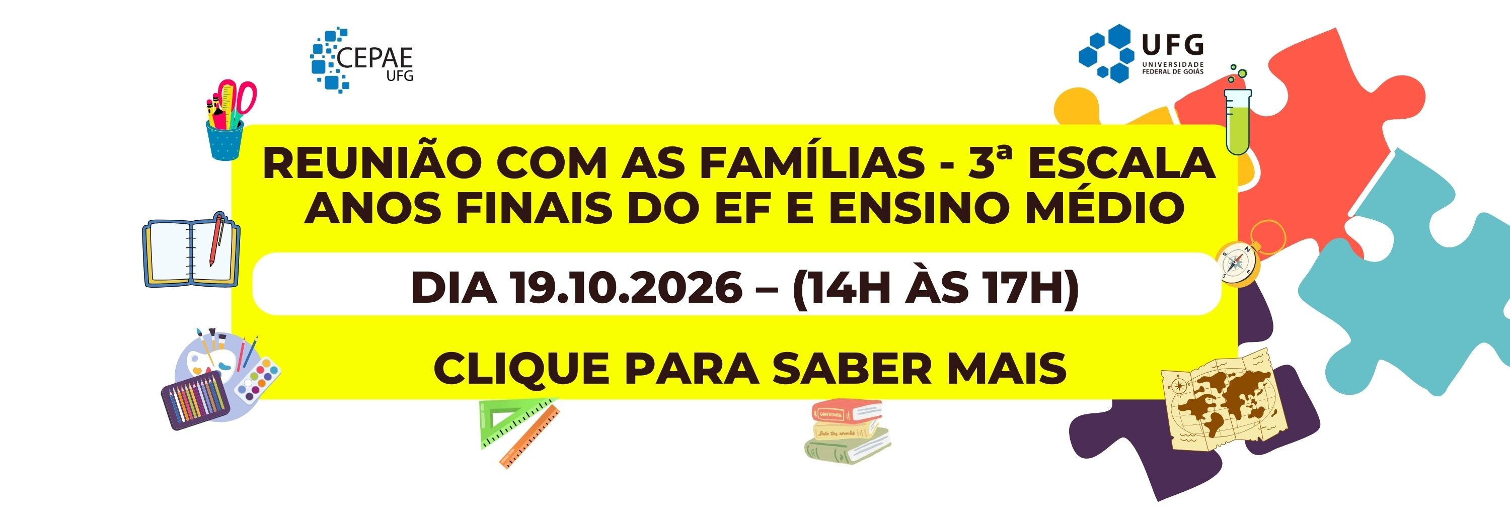Reunião de Pais da 3 Escola 2026 - Banner