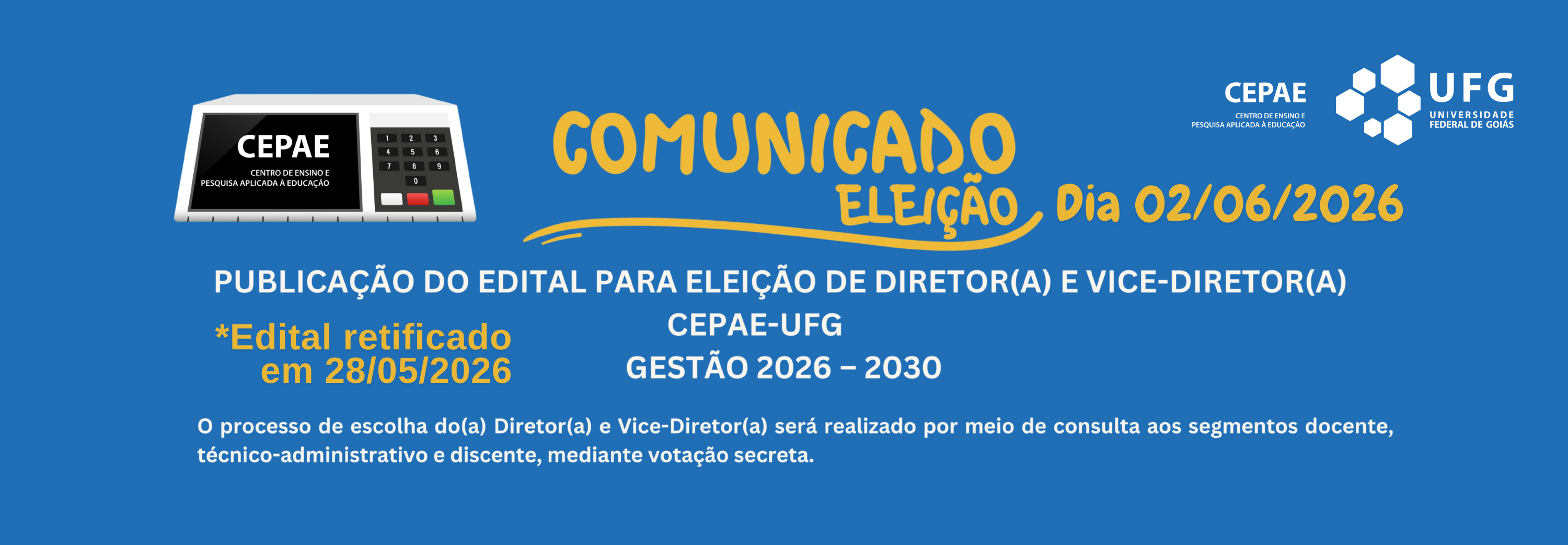 Edital eleição CEPAE 2026 retificado banner