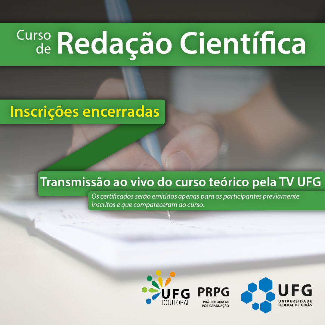 inscrições encerradas ufg curso redacao cientifica